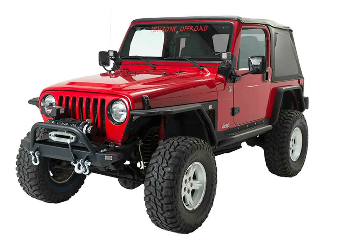 Jeep TJ Front Bumper W/Winch Guard 97-06 Wrangler TJ Rubicon and Unlimited Steel Black Textured Powdercoat Piranha Series Fishbone Offroad product image