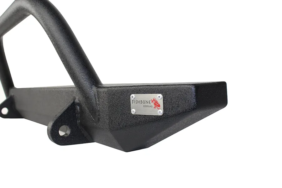 Jeep TJ Front Bumper W/Winch Guard 97-06 Wrangler TJ Rubicon and Unlimited Steel Black Textured Powdercoat Piranha Series Fishbone Offroad product image