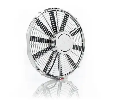 Be Cool 16 Inch Electric Pusher Fan Chrome Plated High Torque Be Cool Radiator