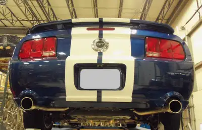 Pypes Performance exhaust Cat Back Mid Muffler Exhaust System 05-10 Mustang GT Split Rear Dual Exit 2.5 in Intermediate And Tail Pipe M80 Mufflers/Hardware/4 in Polished Tips Incl Natural Finish 409 Stainless Steel Pypes Exhaust