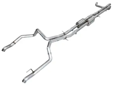 AWE Tuning AWE 0FG Catback Split Rear Exit Exhaust for 4th Gen Silverado/Sierra 1500 6.2L (with bumper cutouts) - Quad Chrome Silver Tips