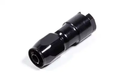 Edelbrock Hose End. 3/8 SAE Quick Disconnect Female to #6 Hose. Straight. Black Anodized