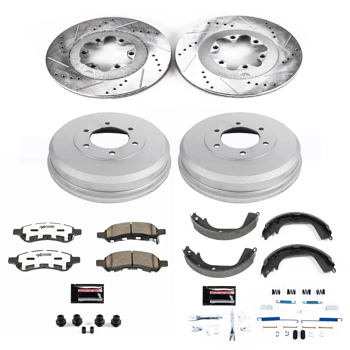 Z26 Street Warrior Upgrade Kit: Drilled/Slotted Rotors; Carbon-Fiber Ceramic Pads W/Hardware; Coated Drums; Shoes W/Hold Down And Adjuster Kit product image