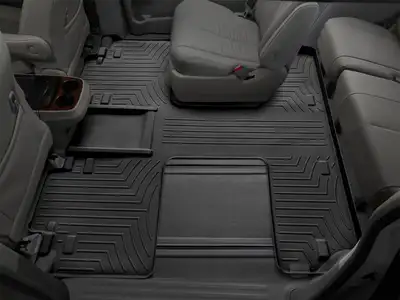 Weathertech 2011 + Toyota Sienna Rear FloorLiner Covers 2nd and 3rd row foot areas with 2nd row console requires trim marked on part Black