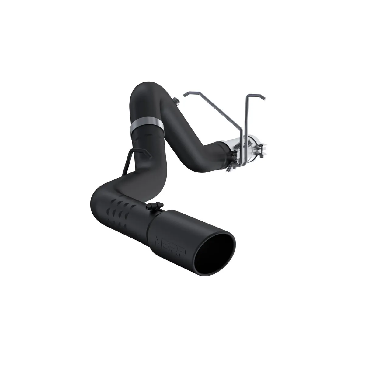Armor BLK Filter Back Exhaust System; 4 in.; Incl. Over Axle Pipe/Tailpipes/Hardware/5 in. OD Tip; Single Side Exit; Black Coated; product image