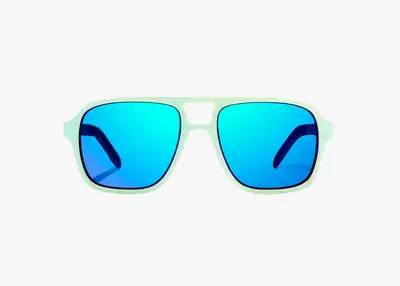 Bajio Sunglasses 12 South Green Mirror pc Blue/Cream Gloss Sunglasses