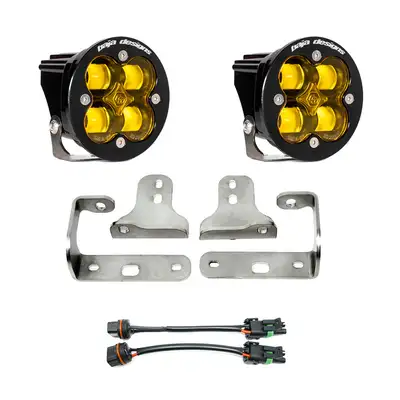 Baja Designs Jeep JL Fog Light Squadron-R SAE 18-Pres Wrangler JL Sport/Sport-S Fog Pocket Kit Baja Amber Baja Designs