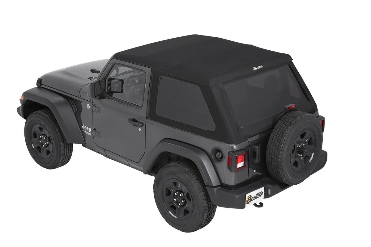 Trektop Slantback Soft Top For Jeep 2018-Current Wrangler JL 2 Door Black Premium Twill Bestop product image