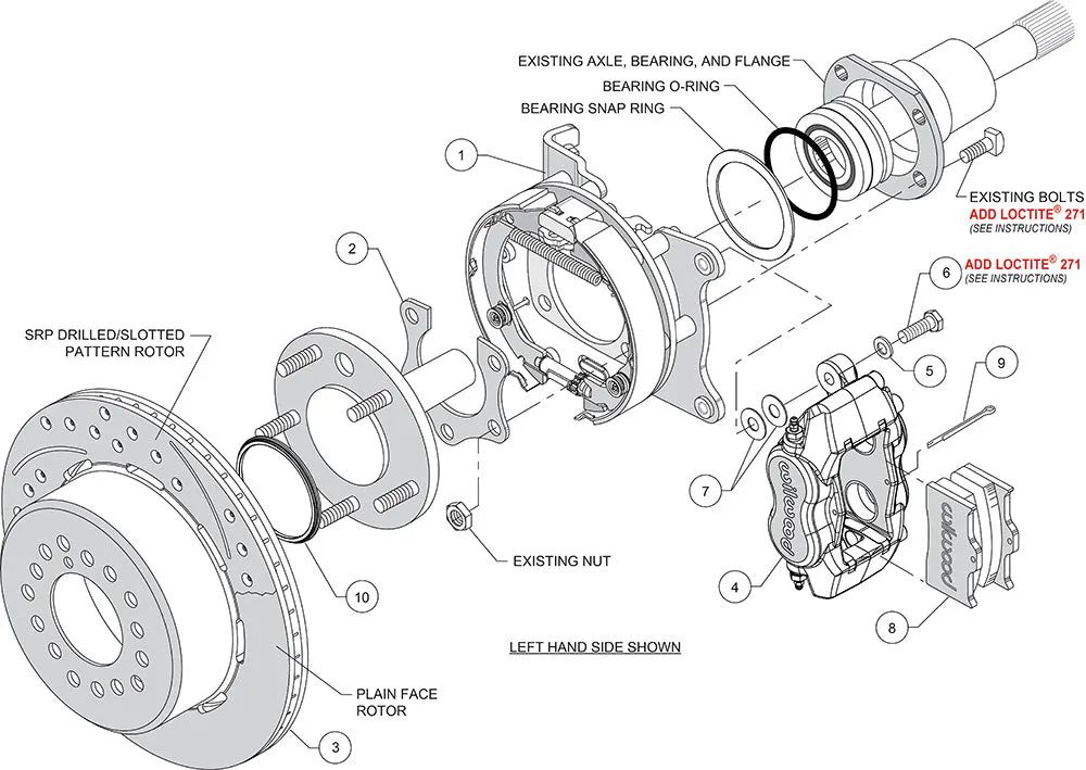 Wilwood FDLI PS P-BKit Drilled-Red MoparDana 2.36in Off wSnap Ring Brng product image