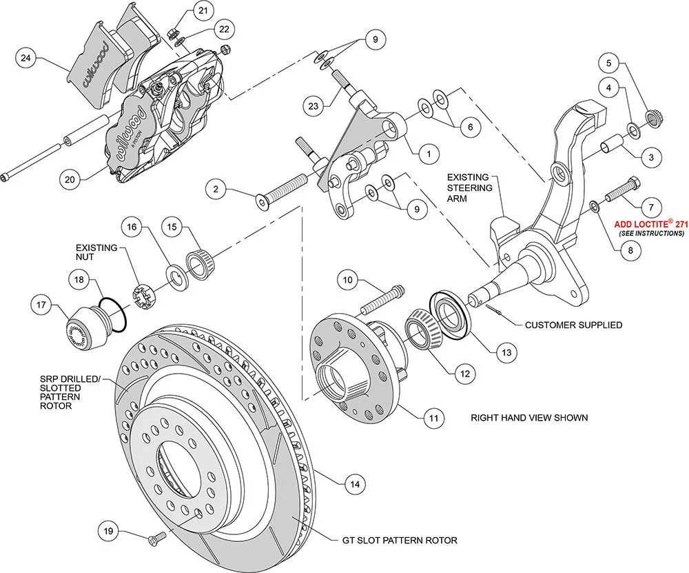 1957 - 1968 Edsel, Ford, Mercury Forged Narrow Superlite 6R Big Brake Front Brake Kit (Hub and 1PC Rotor) - 140-13654 product image