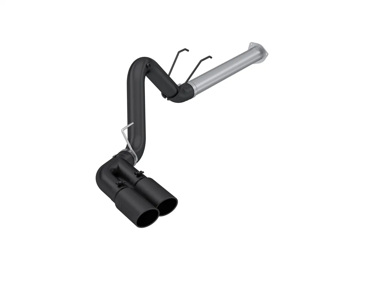 Armor BLK Filter Back Exhaust System; 4.0 in.; Single Side Dual Exit; 5 in. Black Coated Aluminized Steel Tips; product image