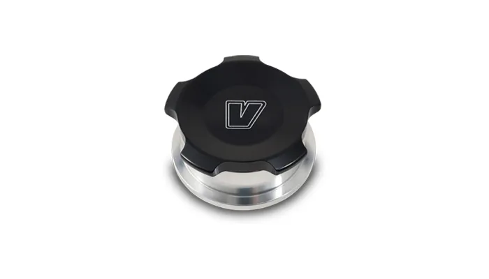 Oil Tank Weld Bung w/Cap; 2 in. Weld Bung OD; Black Anodized; 6061 Billet Aluminum; product image
