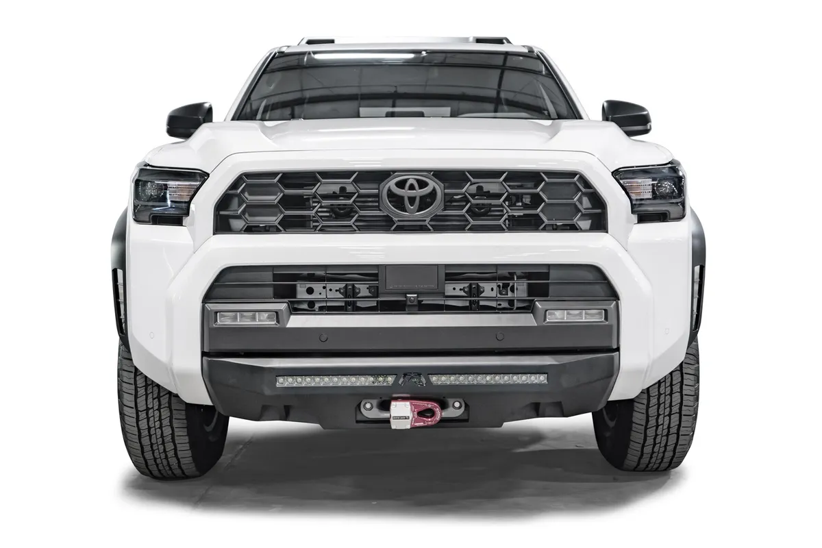 Semi Hidden Winch Mount; .1875 in. Steel Construction; Incl. Fog Lights And Tow Hooks; w/LED Light Bar; Sensor Compatible; Matte Black; product image