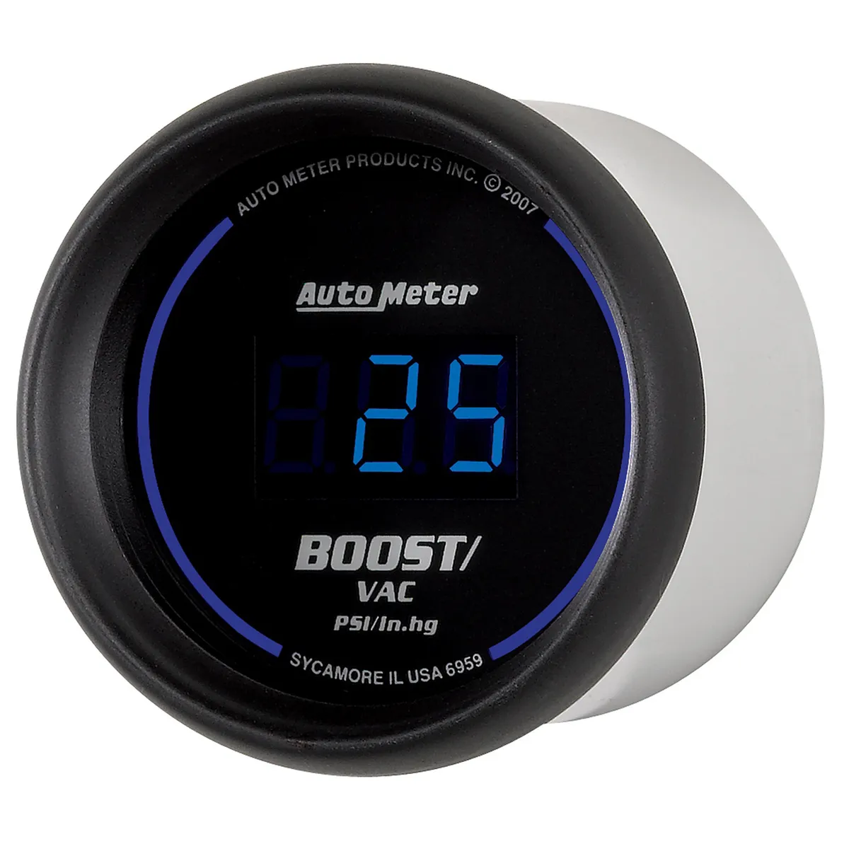 Gauge, Vac/Boost, 2 1/16", 30inHg-30psi, Digital, Black Dial w/ Blue LED product image