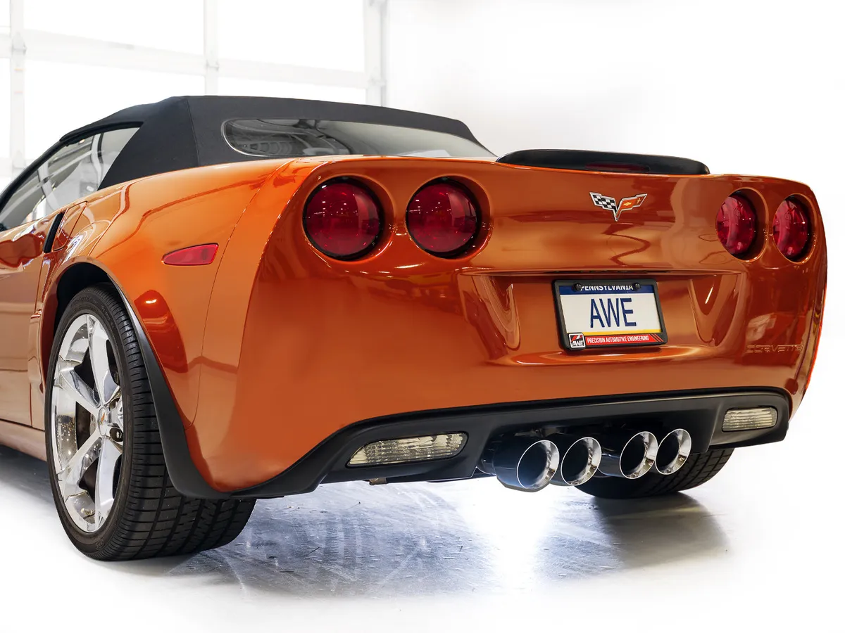 AWE Touring Edition Axleback Exhaust for C6 Chevrolet Corvette 6.0L (2005-2007) and 6.2L (2008) - Diamond Black Tips 3015-43660 product image