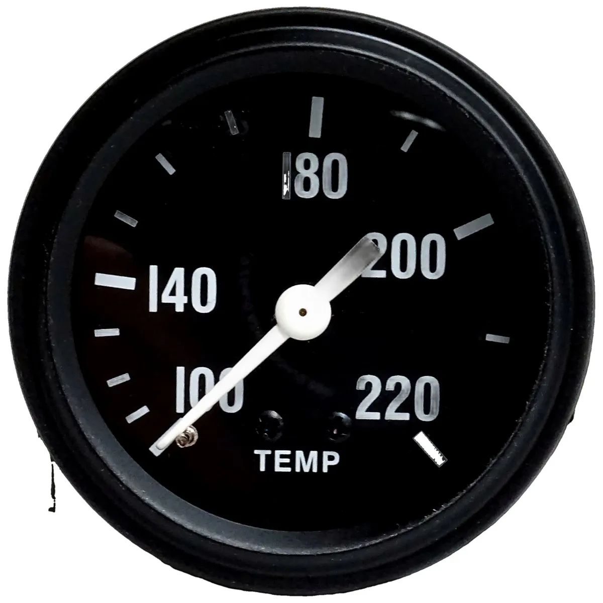 Black Temperature Gauge Reads From 100-220 Degrees Fahrenheit;includes Hardware;fits 2" Diameter Hole;features Black Face And Black Bezel product image