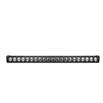 RIGID Industries The Revolve Light Bar is built with a high-grade aluminum alloy; an impact resistant nylon bezel; and is coated with a durable textured powder-coat finish. It features Broad-Spot optics and back-lit trim rings available in amber or white.