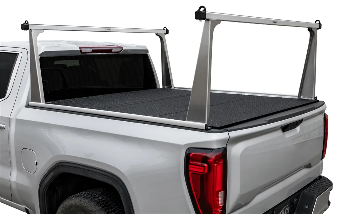 ADARAC™ Aluminum Pro Series Truck Bed Rack System; Silver Finish; Bolt On; Single Rail; product image