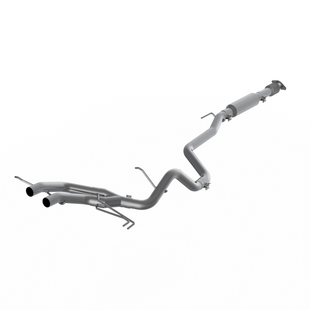 Armor Pro Cat Back Exhaust System; 2.5 in.; Incl. Front Pipe/Tailpipes/Muffler/Hardware; w/o Underbody Catalytic Converter; Dual Exit; 304 Stainless Steel; product image