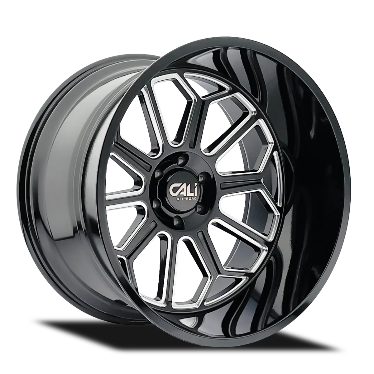 Cast Aluminum Wheels Auburn 9117 BM 24x14 Milled Gloss Black 8 On 170 Bolt Pattern -76 Offset Cali Offroad Wheels product image