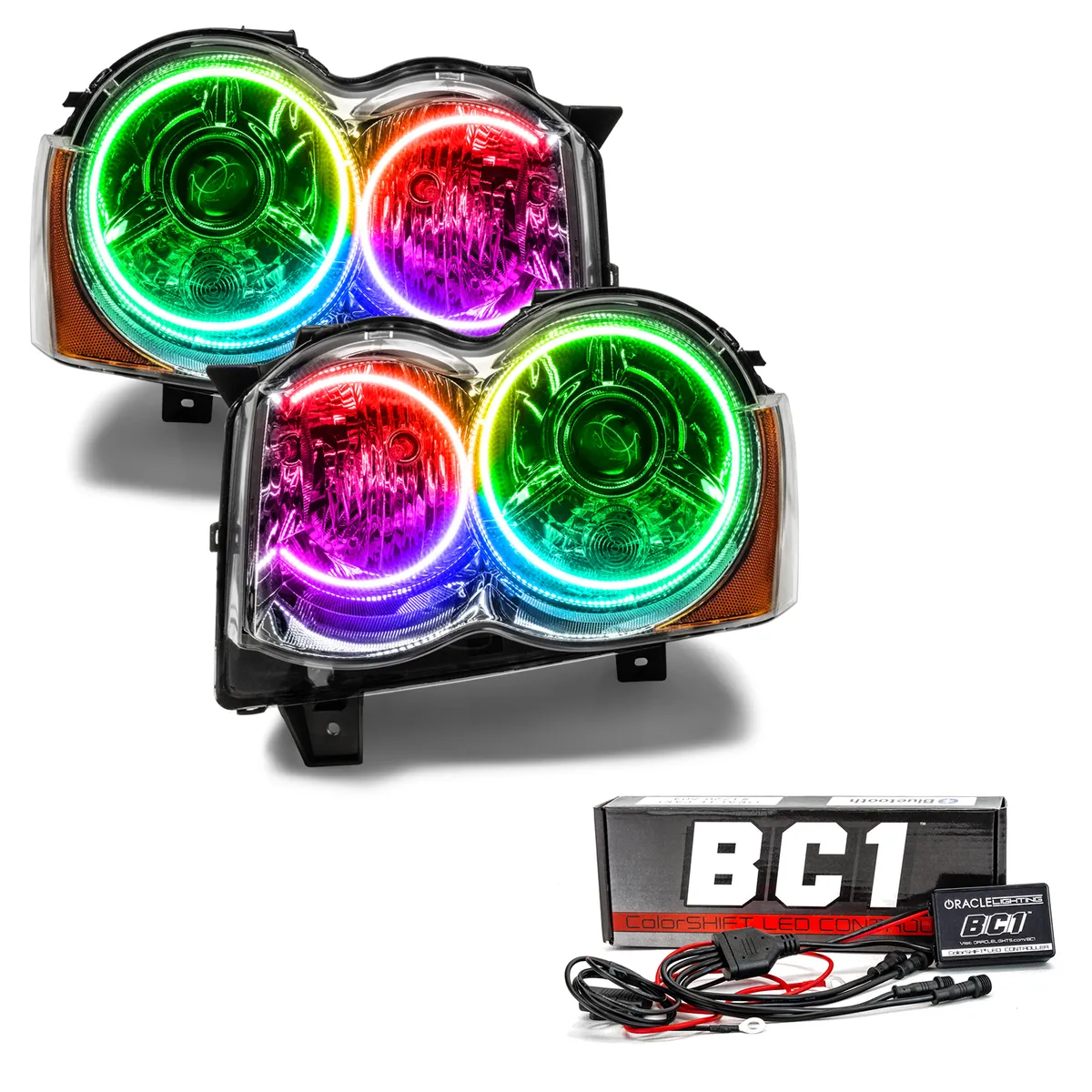 Oracle Lighting 2008-2010 Jeep Grand Cherokee Pre-Assembled LED Halo Headlights - HID product image
