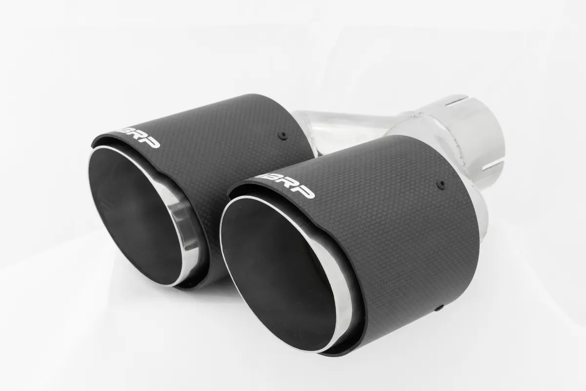 Carbon Fiber Exhaust Tip; 2.5 in. Inlet Diameter; Dual 4 in. Outlet Diameter Out Dual Wall; Carbon Fiber; product image
