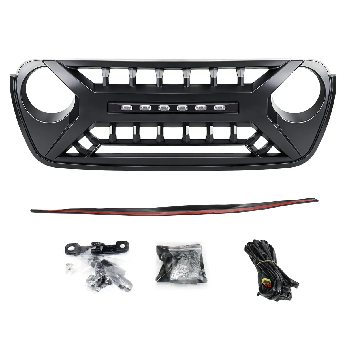 Armor Grille W/ Off-Road Lights - Matte Black For 18+ Jeep Wrangler JL & Gladiator JT product image