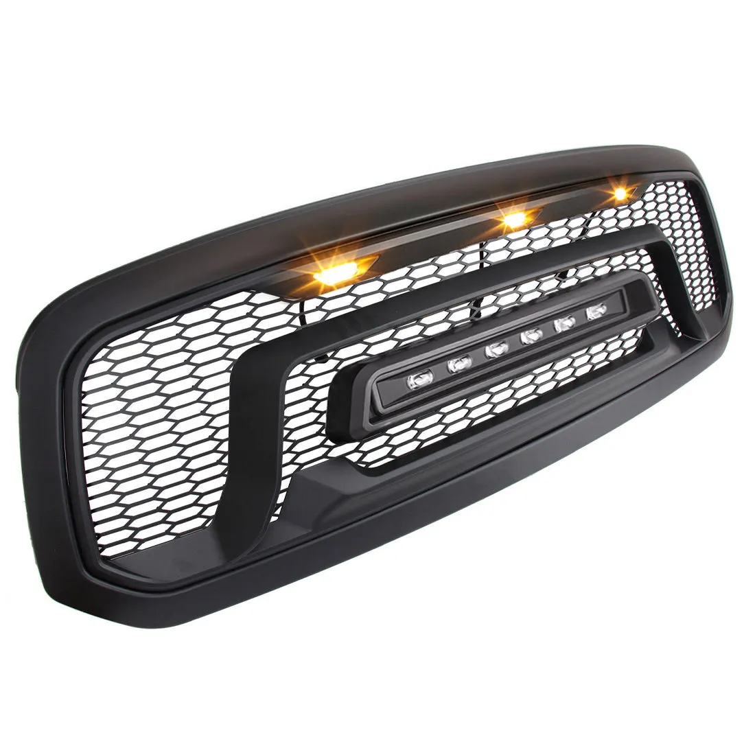 Armor Grille W/ Off-Road Lights - Matte Black For 2013-2018 Dodge Ram 1500 product image