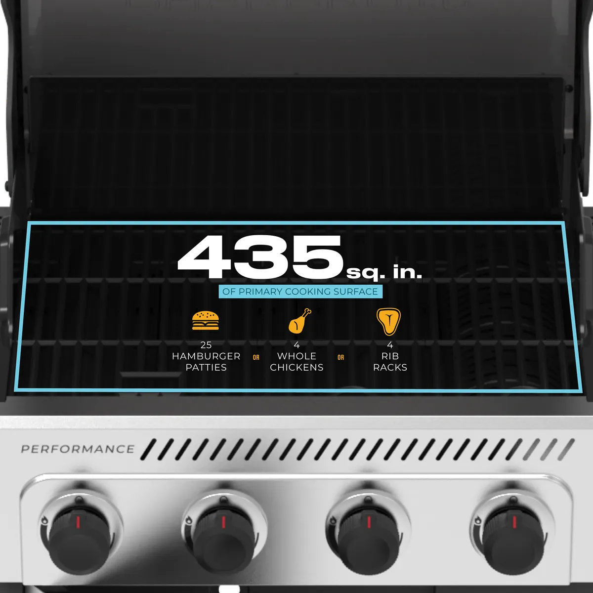 Performance Series™ FlavorMax™ 4 Burner Gas Grill Cabinet with Side Burner Gray Stainless product image