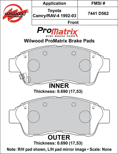 Wilwood Brakes 1992 - 2001 Geo, Toyota Original Equipment Pads - 150-D0562K