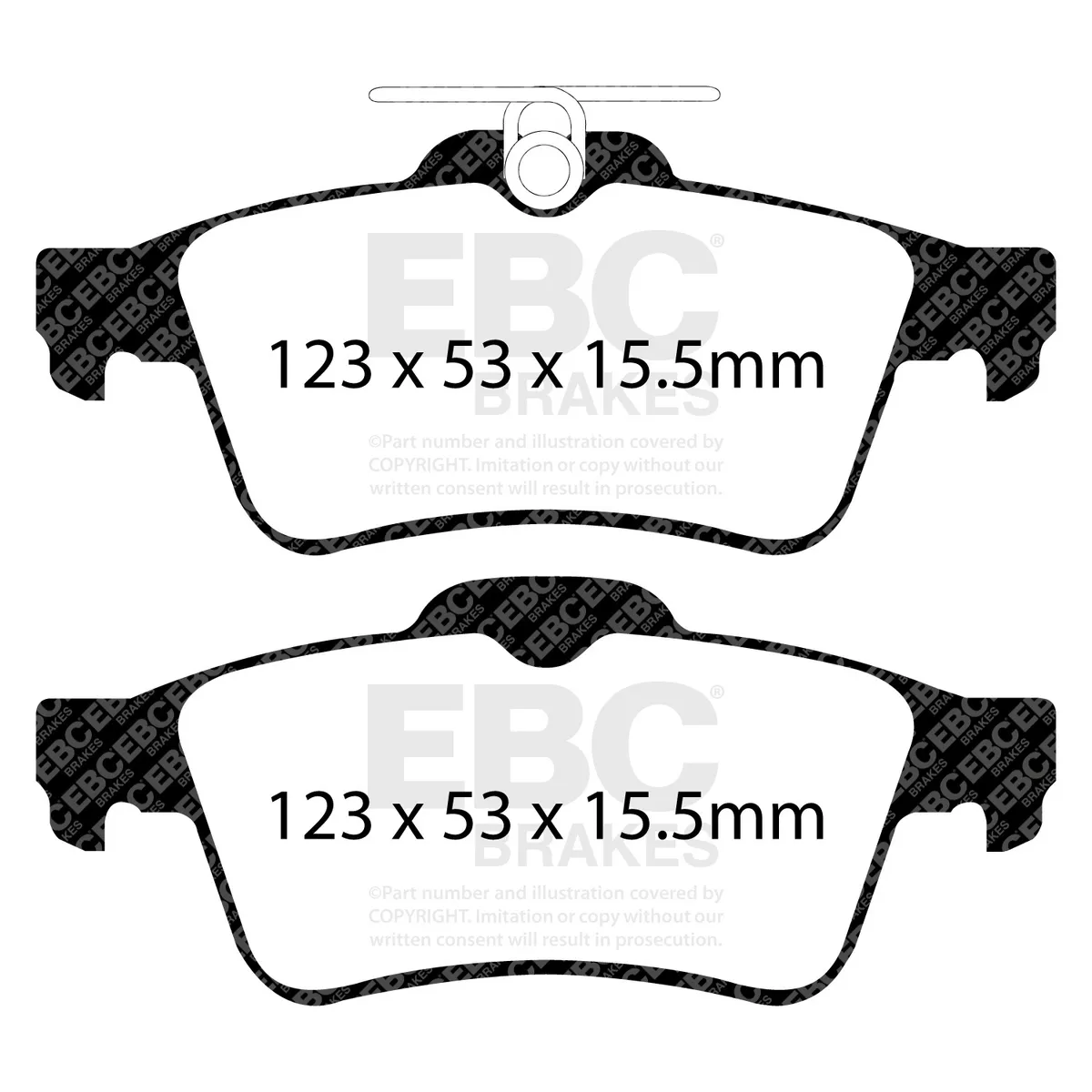 Yellowstuff Street And Track Brake Pads; FMSI Pad No. D1095; Solid; 271mm Dia.; 40.7mm Height; 11mm Thick; 63.5mm Center Hole Dia.; Pad Dimensions: 123 x 53 x 15.5mm; product image