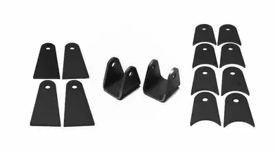 Steinjager Steinjäger Tabs and Clevises, Weld On 4 Link Tab and Clevis Kits 0.500 Bore 4.00 Axle Diameter 8 Axle Tabs 4.00 Inches Long 4 Flat Tabs 4.00 Inches Long 2 Clevises with 3.00 Inch Jaw