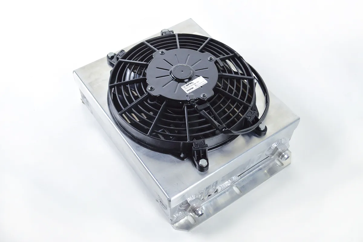 13.8l x 10h Dual Fluid Bar&plate HD Oil Cooler w/ 9 Spal Fan (1/3 And 2/3 Partition) product image