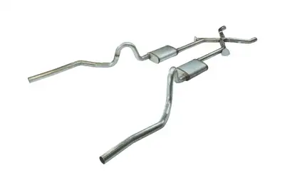 Pypes Performance exhaust Crossmember Back w/Xchange Exhaust System 70-71 GTO/68-72 442 Split Rear Dual Exit 2.5 in Intermediate And Tail Pipe w/Valance Cutouts Race Pro Mufflers/Hardware Incl Tip Not Incl Pypes Exhaust