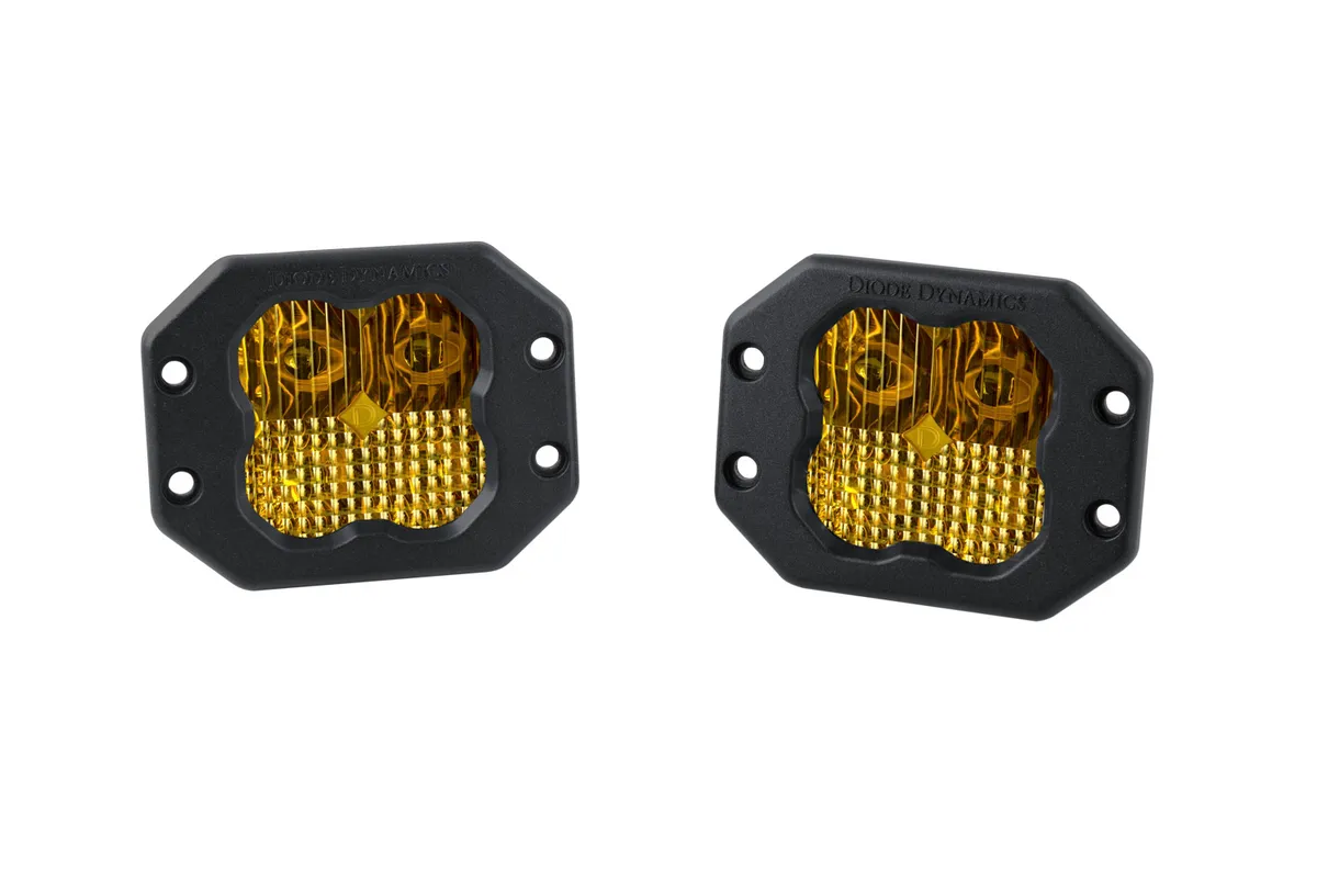 Diode Dynamics SS3 Yellow Sport Flush Mount LED Pod Pair, Combo/Driving - Amber product image
