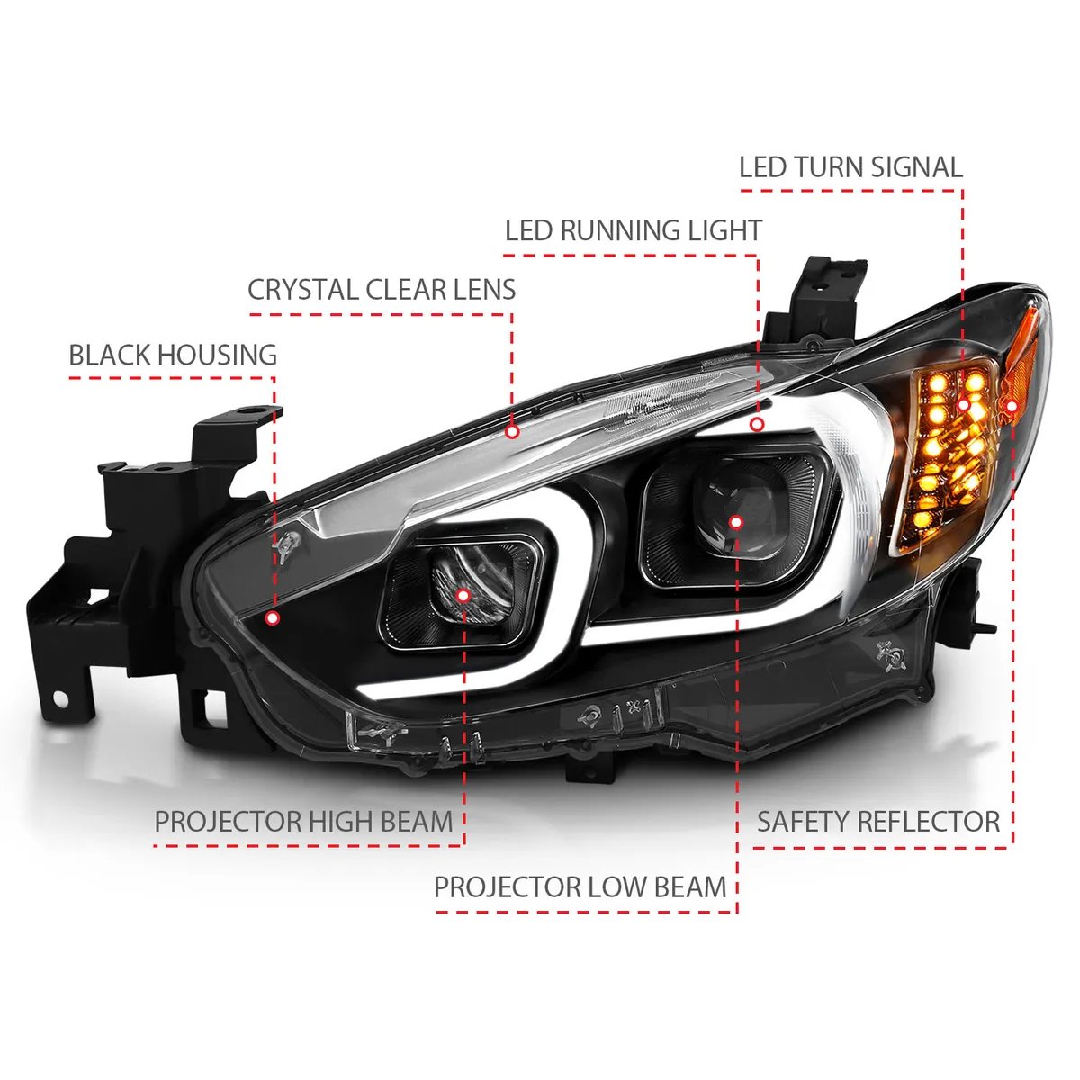 1416 Mazda 6 Projector Headlights W/Plank Style Design Black Drive/Pass product image