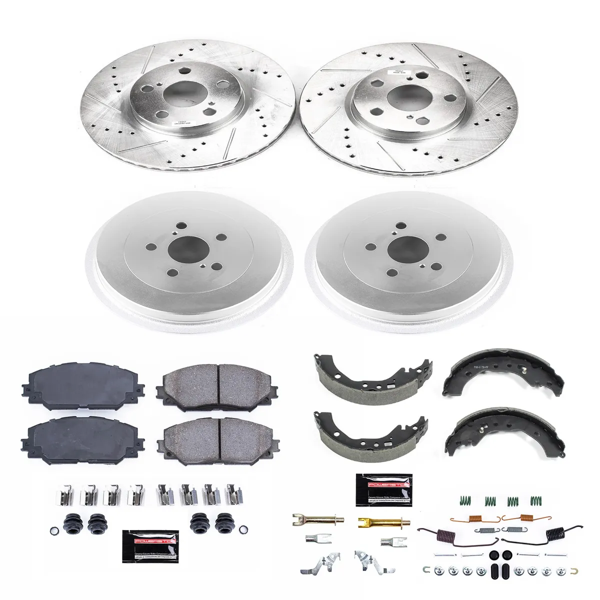 Z23 Evolution Sport Upgrade Kit: Drilled/Slotted Rotors; Carbon-Fiber Ceramic Pads W/Hardware; Coated Drums; Shoes W/Hold Down And Adjuster Kit product image