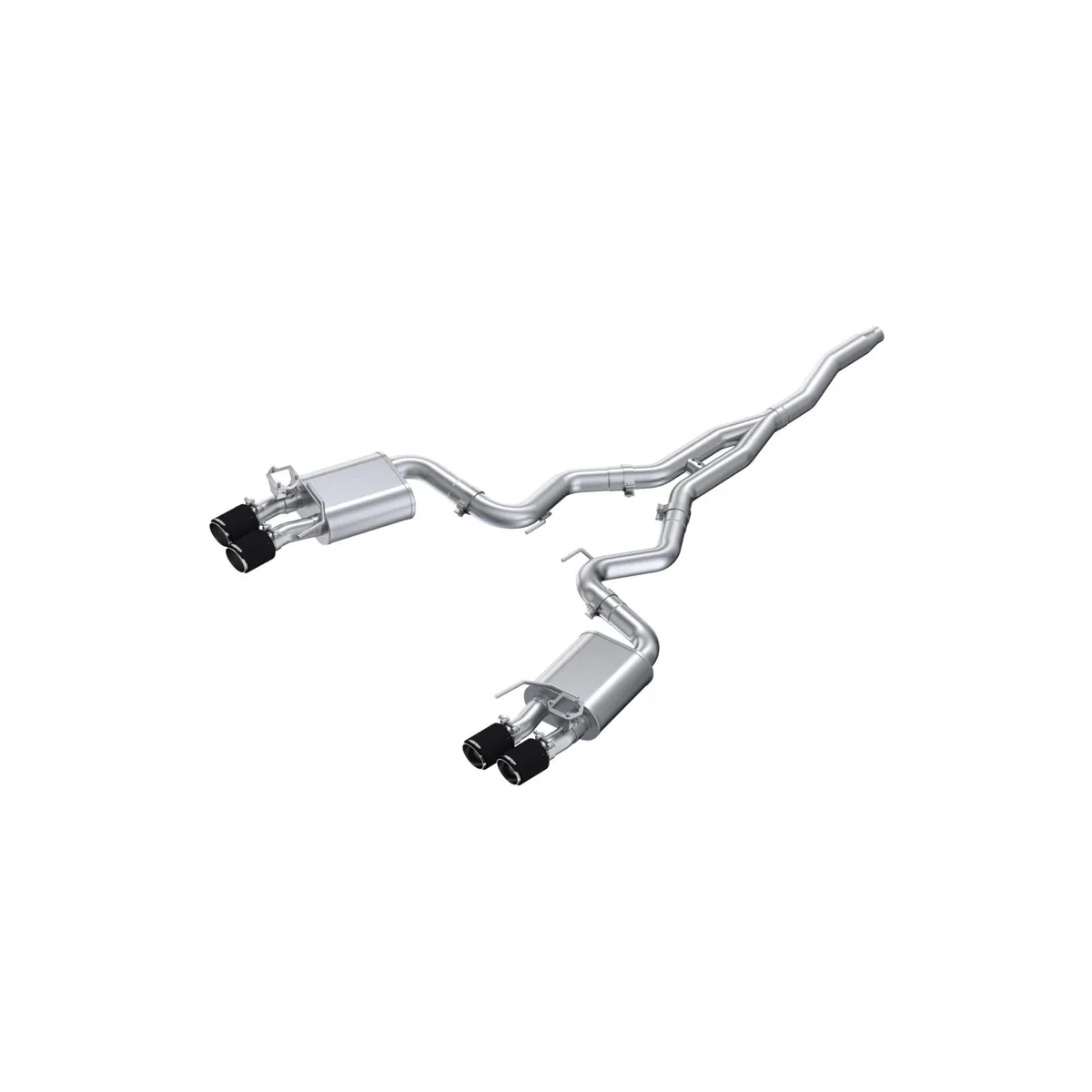 2019-2023 Ford Mustang 2.3L EcoBoost Active T304 Stainless Steel 3 Inch Cat-Back Quad Rear Exit with CF Tips MBRP product image