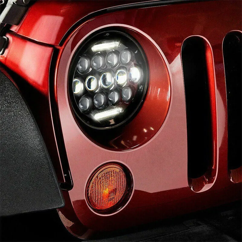 "Honey Comb 7"" 75W Cree LED Headlight DRL Hi/Lo Beam For 1997+ Jeep Wrangler JK/TJ/CJ/LJ/JL & Gladiator JT" product image