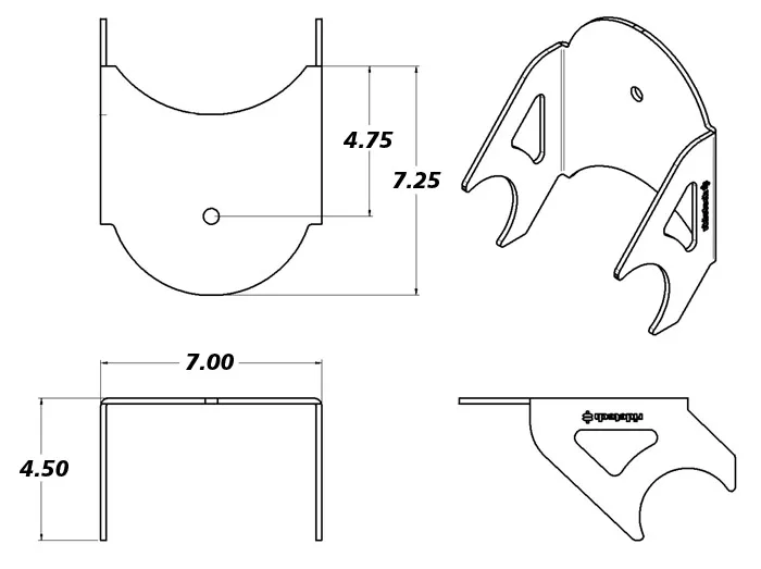 Ridetech 90000431 Dropped lower weld-on air spring axle bracket, uncoated. product image