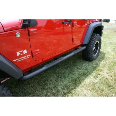 Rugged Ridge Tube Steps 3inch Roundsteel Black Textured 0716 Wrangler JK 4dr