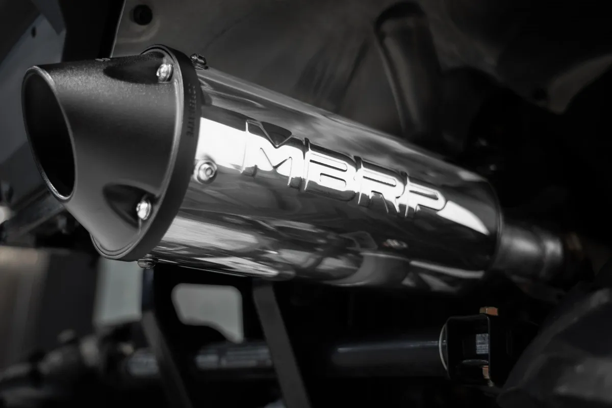 2001-Up Polaris Sportsman 5 Inch Single Slip-on Muffler with Billet Tip Performance Series MBRP product image
