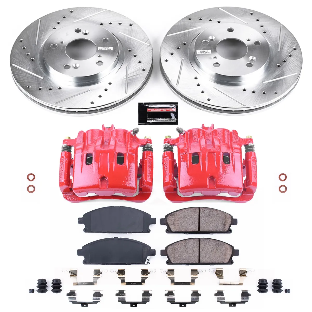 Z23 Evolution Sport Upgrade Kit: Drilled/Slotted Rotors; Carbon-Fiber Ceramic Pads; Powder Coated Calipers product image