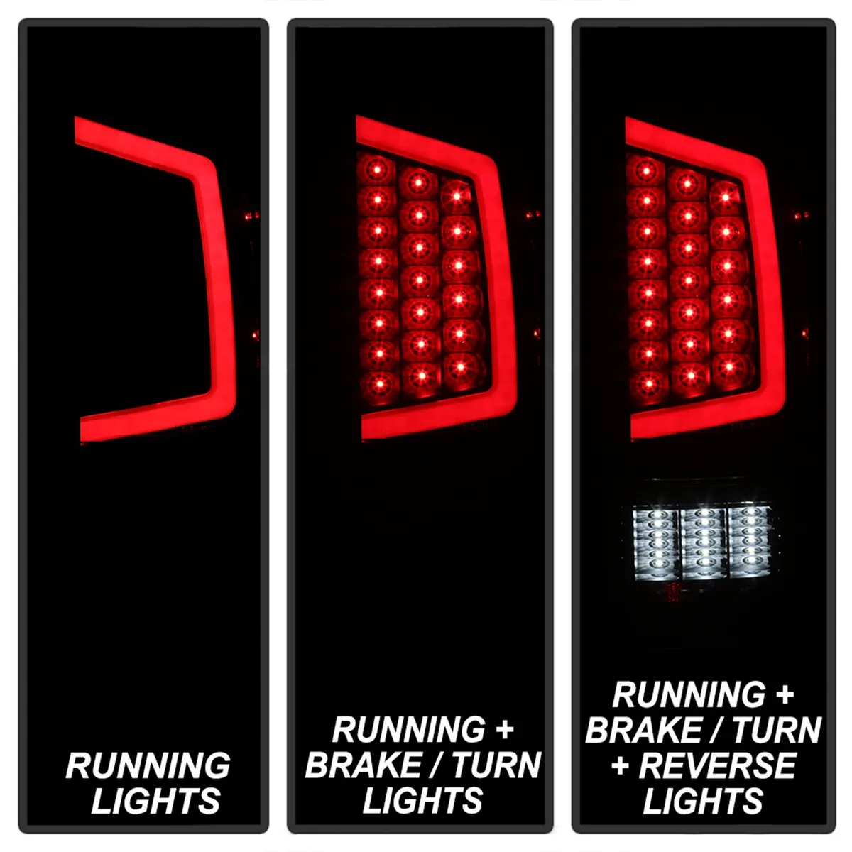 XTune Light Bar LED Tail Lights; Black; product image