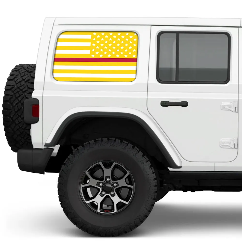 White & Yellow Thin Red Line Side Windows Printed Vinyl Decal product image