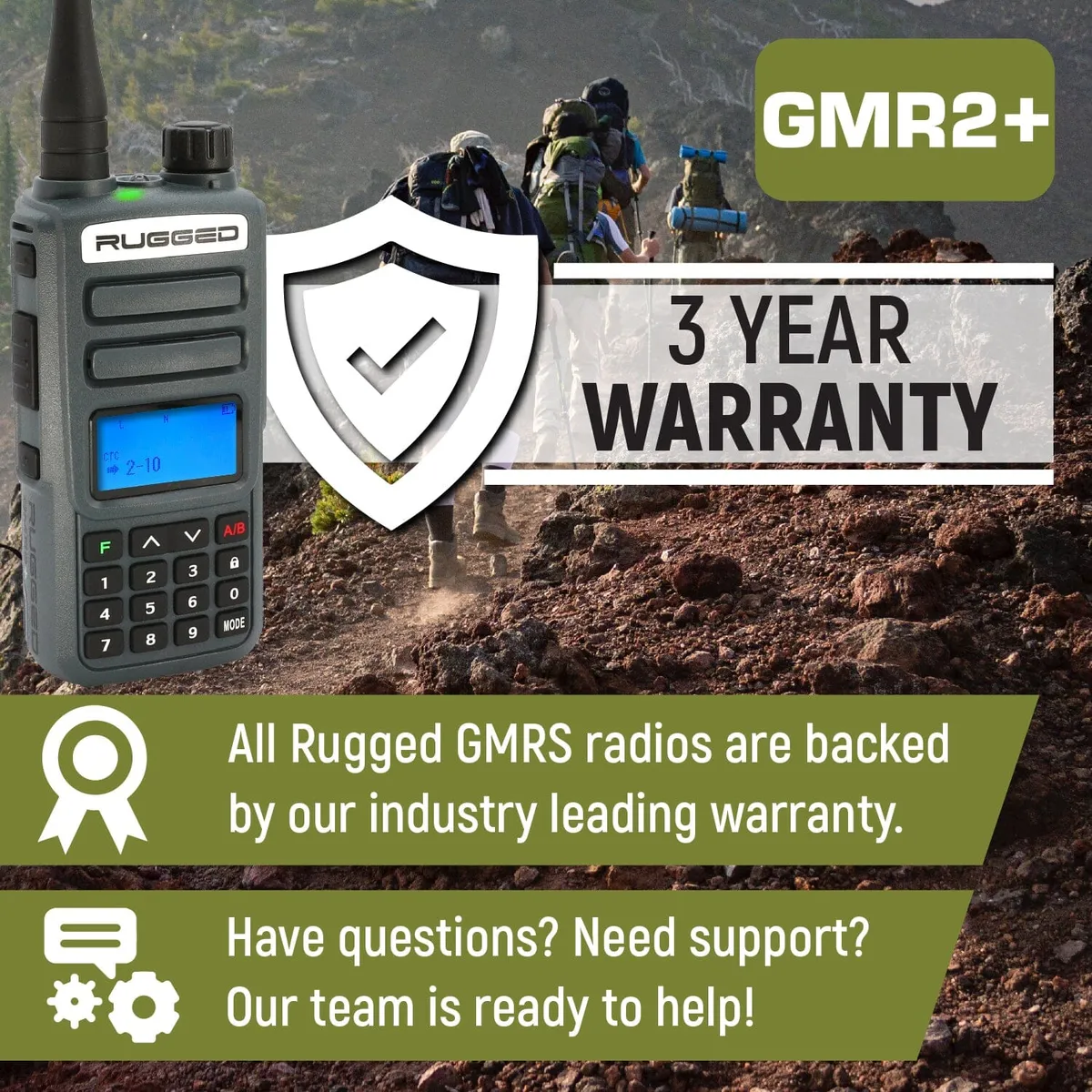 Rugged Gmr2 Plus - Gmrs And Frs Two Way Handheld Radio With Hand Mic product image