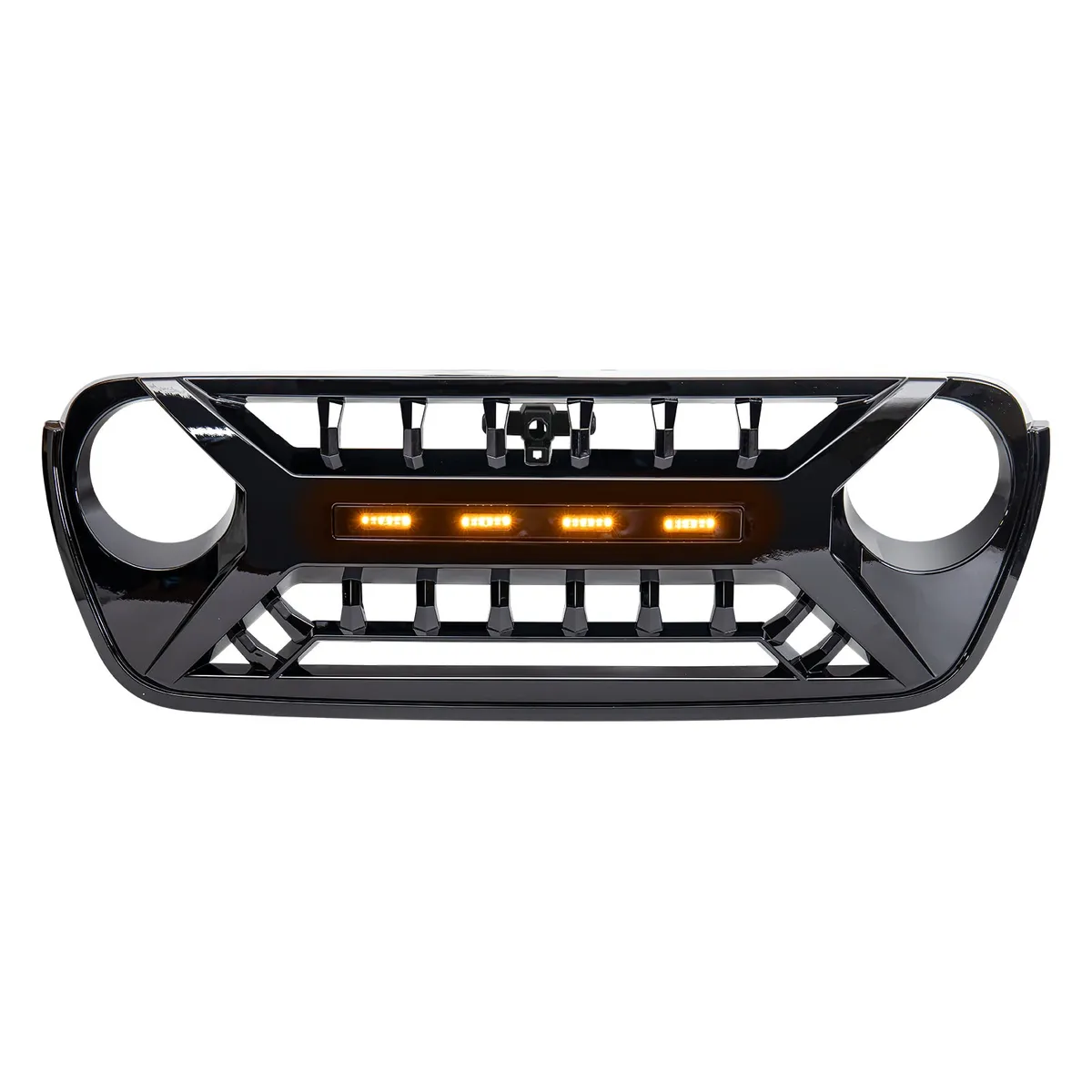 Armor Grille W/ Amber Lights - Glossy Black For 18+ Jeep Wrangler JL & Gladiator JT product image