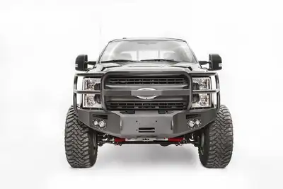 Fab Fours Premium Winch Front Bumper; 2 Stage Black Powder Coated; w/Full Grill Guard;