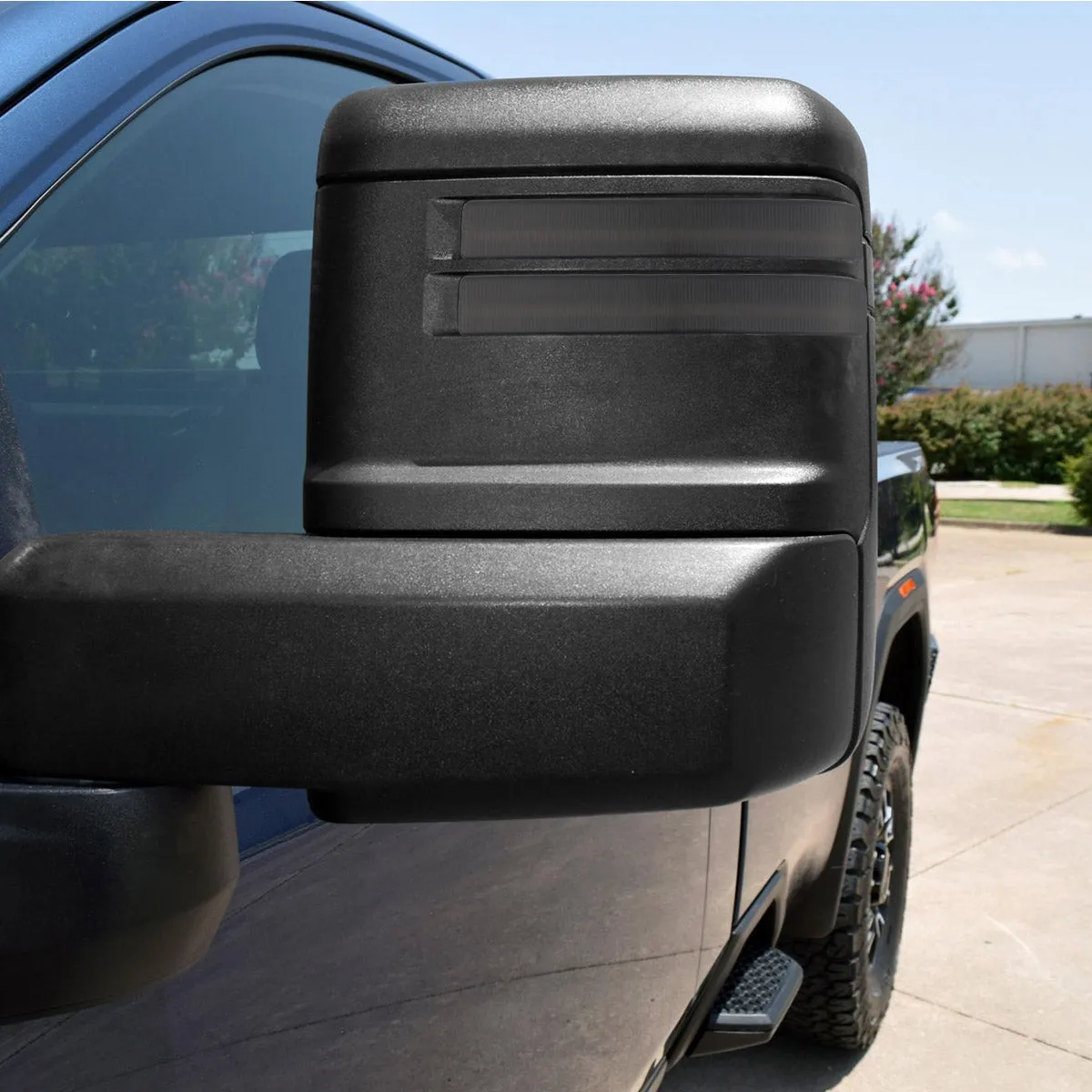 Chevy/GMC 20-25 Silverado & Sierra Side Mirror LED Lenses White or Amber DRL & Scanning Amber Turn Signals - Smoked Lens product image