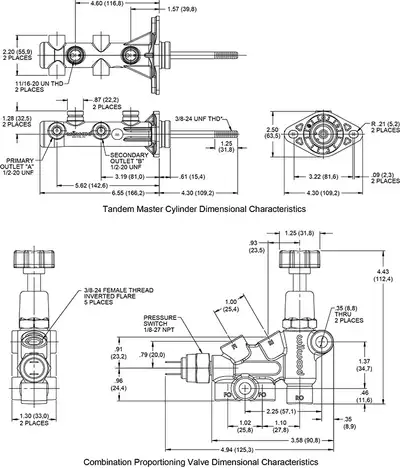 Wilwood Brakes Wilwood KITMCREMOTE TANDEM78WP-VALVE